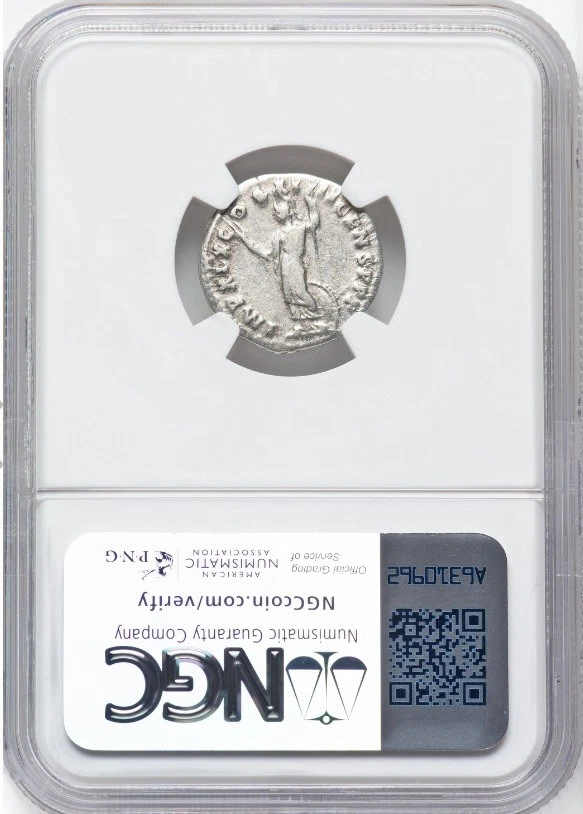 Domitian 81-96 AD, Roman Empire AR SILVER Denarius Ancient Rome Caesar, NGC Ch F - Image 4 of 4