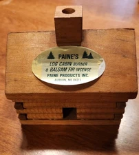 Paine's Log Cabin Incense Burner & Balsam Fir Incense NEW -  Free Shipping!