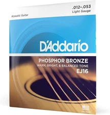 D'Addario Guitar Strings Phosphor Bronze Ej16 6 String 12 53 Light