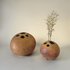 TOM MCMILLIN STUDIO POTTERY ROCK FORM VASES PAIR MID CENTURY MODERN MCM