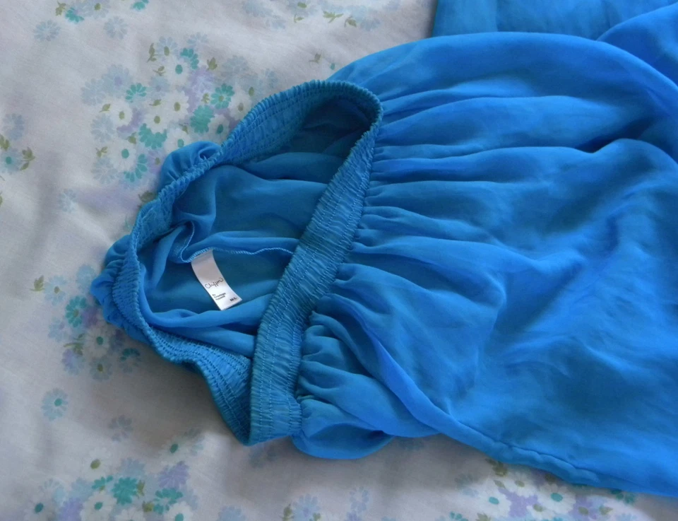 American Apparel CHIFFON M/L Belly Dancer Sheer Skirt Kingfisher Blue Exotic - Image 3 of 4