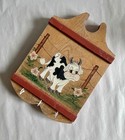 Vintage Hand Painted Wooden Cow Wall Decor/Key Holder
