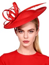 Derby Hat for Women Fascinator with Feather,Bridal Wedding Tea Party Formal Hats