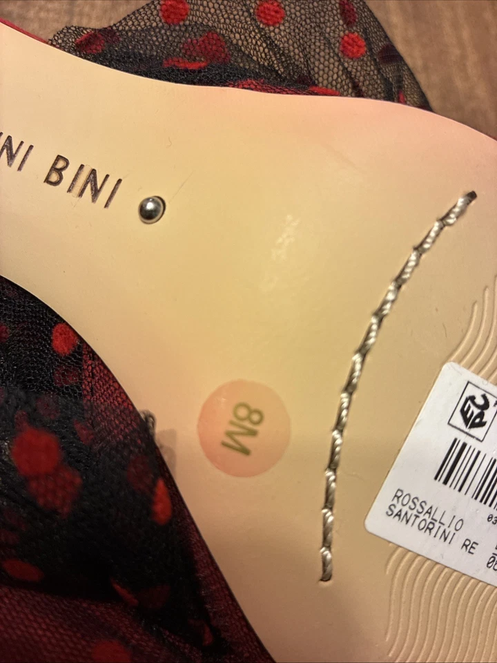 Zapatos Gianni Bini para mujer rojos negros con volantes a lunares Rossallio talla 8 Foto 4 de 4
