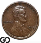 1915-S Lincoln Cent Wheat Penny, Choice AU++