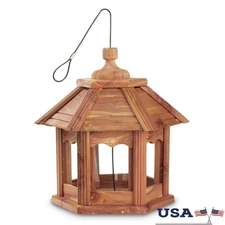 Cedar Gazebo Wild Bird Feeder Hanging Station Weatherproof Songbirds 3lb New