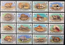 MONSERRAT 1988 sea shells marine life SPECIMEN overprint complete set of 16 MNH