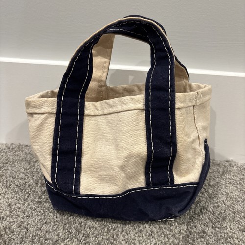 VTG LL Bean Navy Blue & White Blueberry Mini Boat and Tote Bag USA Made RARE - Picture 2 of 6