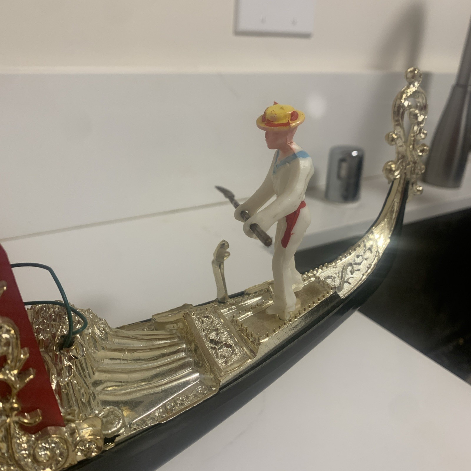 VINTAGE  ITALIAN VENICE SOUVENIR -  GONDOLA WITH DANCER - 60s
