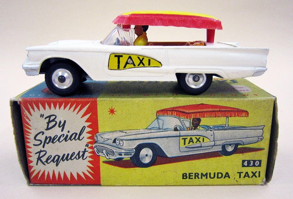 1:43 CORGI TOYS 430 Ford Thunderbird BERMUDA TAXI Weiß  mit OVP,  Zustand neuw. - Bild 2 von 4