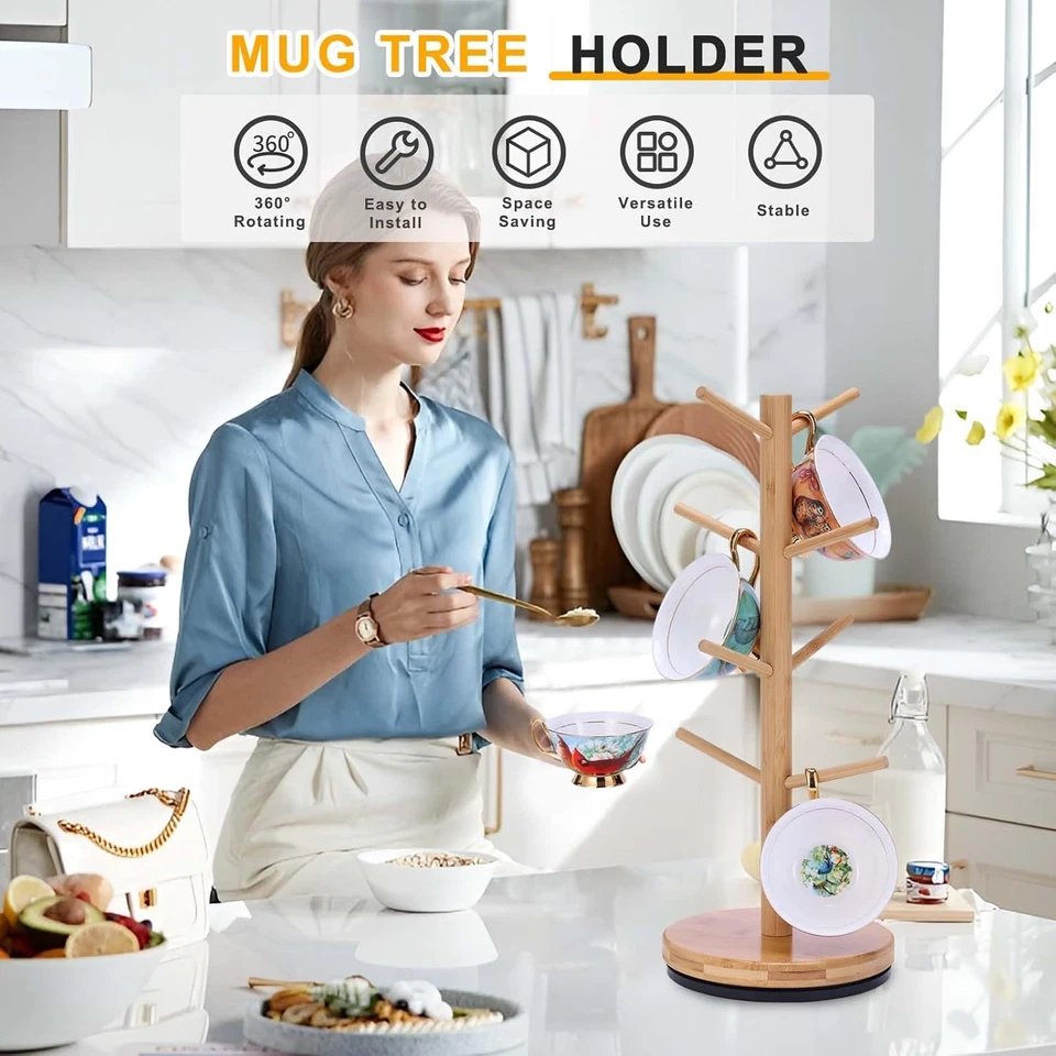 Portavasos Árbol Mejorado 360° Girado 8 Ganchos Portavasos Café para Mostrador Foto 2 de 4