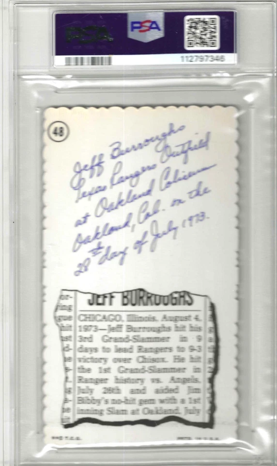 1974 Topps Deckle Edge #48 Jeff Burroughs PSA 8 - ¡Espalda blanca (Top Pop)! Foto 2 de 2