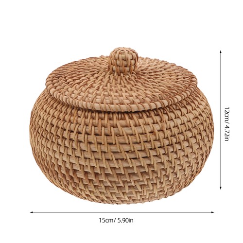Vietnamesische Neujahrsbox: Rattan geflochtene Box mit Deckel rund Weidenkorb Aufbewahrungskorb - Bild 4 von 12