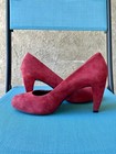 Ann Taylor LOFT Red Suede Leather 3" Pump Block Slip-On Heels Shoes (Size 7) — photo 5