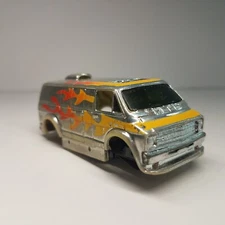 VTG TYCO Chrome & Flames Van HO Slot Car Body and Untested Chasis Only