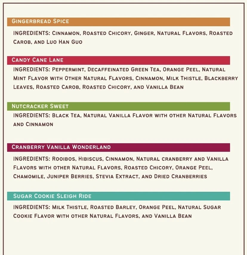 Lote de 6 - Paquete de variedad de té de vacaciones condimentos celestiales = 108 bolsas bastón de caramelo + Foto 2 de 2