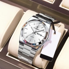 Men's Quartz Watches 3 ATM Luminous Date Stainless Steel Waterproof Wristwatches