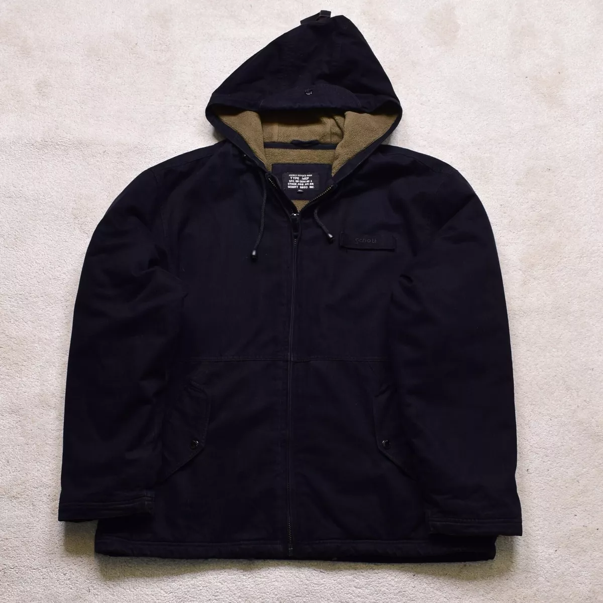 Vintage SCHOTT Nero Volantino Volo Mazzo Ufficiale Giacca Taglia