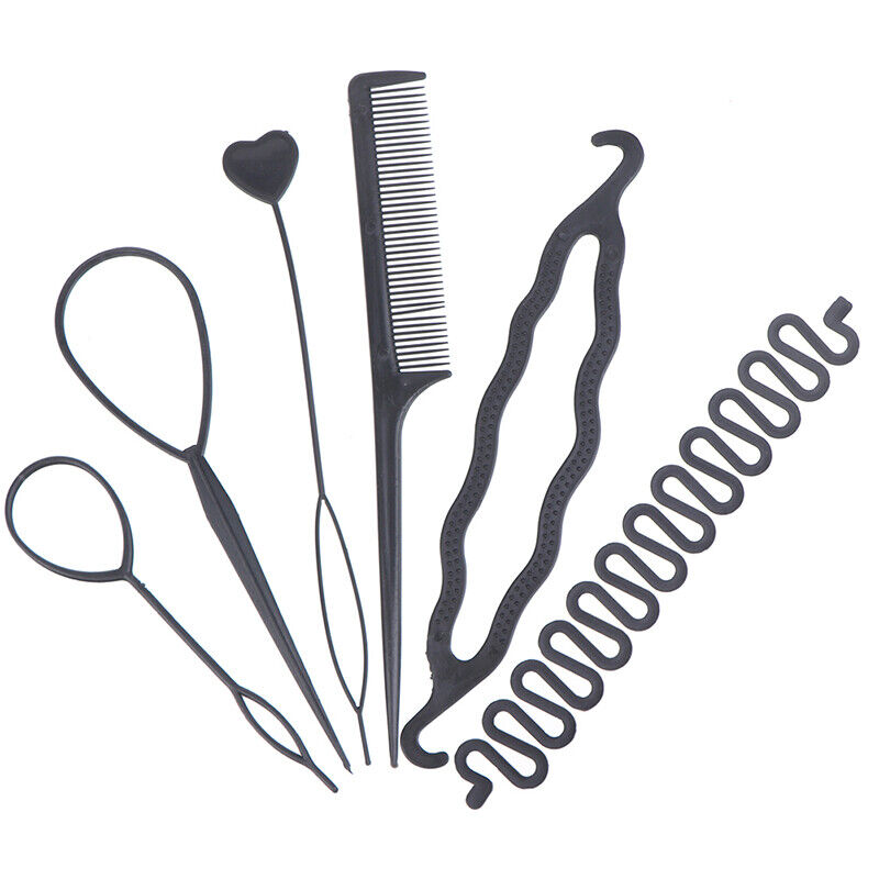 6pcs/set Hairstyle Braiding Tools Pull-through Hair Needle Hair Disk Hair  .OZ