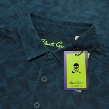 Robert Graham NWT Hydrus Short Sleeve Polo Shirt Size M Classic Fit in Teal Blue