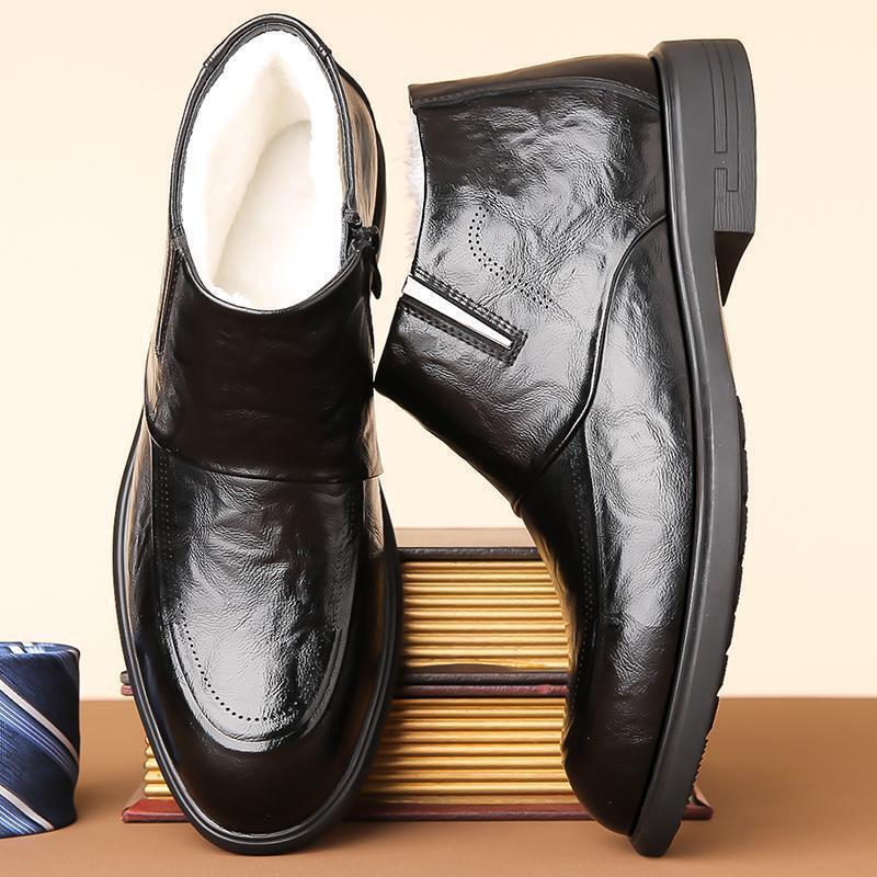 SAOLA Scarpe mocassino uomo invernali cotone zip laterale alte calde formali business Oxford