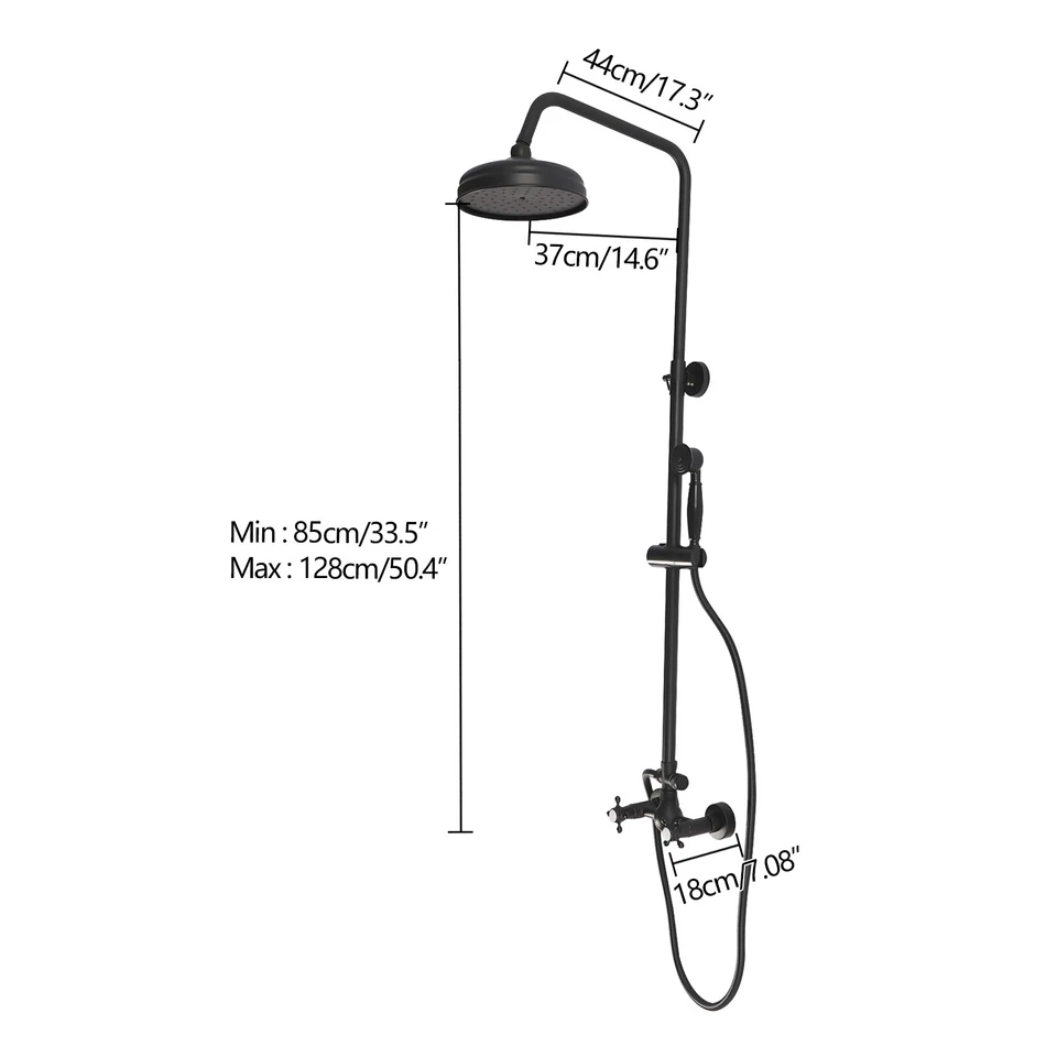Juego de Grifos de Ducha Negro Mate EE. UU. Cabezal de Lluvia Montaje en Pared Grifos Mezcladores con Pulverizador Manual Foto 4 de 4