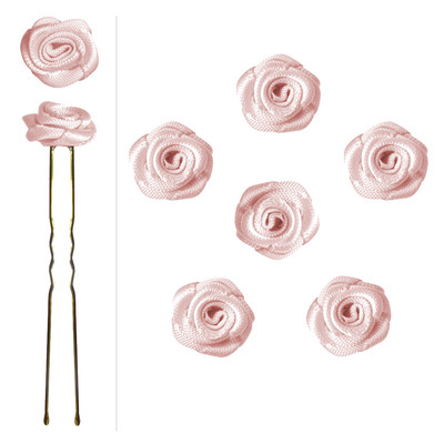 6 épingles pics cheveux chignon mariage mariée danse fleurs en satin rose pastel