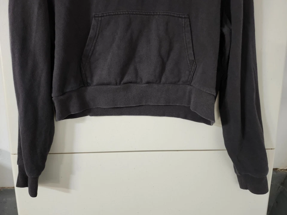 VANs Sudadera Mujer L Negra Corta Sudadera con Capucha Pullover 2 Lados Gráfico Dile a un Amigo Foto 3 de 4