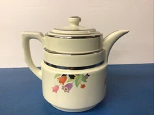 Vintage Hall Crocus Pattern Three Tier Teapot 8” Tall