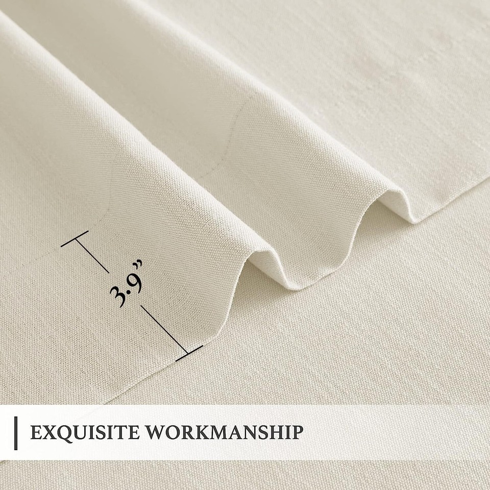 Thick Faux Linen Weave Textured Curtains for Bedroom Vintage