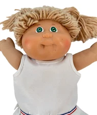 VTG Cabbage Patch Kids Doll 1982 Blonde Hair Green Eyes Pigtails White Dress