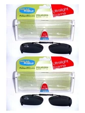 2 Solar Shield Polarized Clip On 53 rec 20 Black Frameless Sunglasses NEW!!