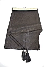 New 6FT Gothic Damask BLACK TABLE RUNNER w/TASSELS Swag Dresser Scarf Decoration