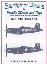 Starfighter 1/72 F4U-4 Corsair Bent Wing Birds Korean War Rescue USN 1950 Decals