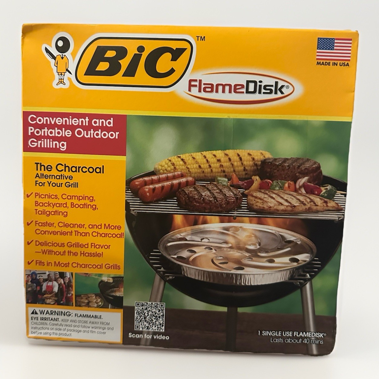 BIC FlameDisk Charcoal Alternative Portable Outdoor Grill Di