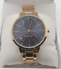 NEW Nine West Rose Gold Blue Crystal Detail Women's Wrist Watch