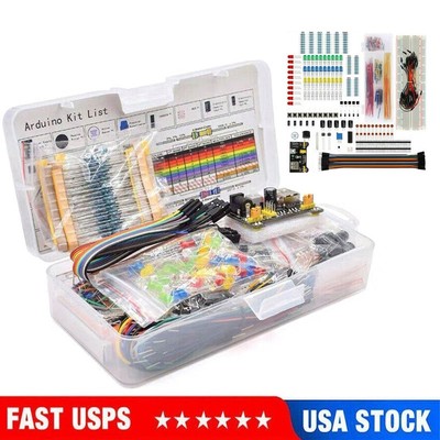 830 Tie Point Solderless Breadboard Kit MB-102 Power Supply Module Jumper Cable