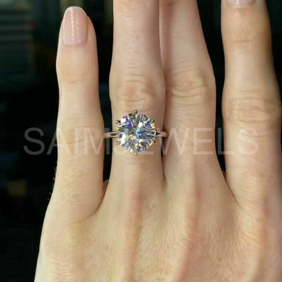 10.30 Ct Round White Diamond Solitaire Engagement Ring In 14k White Gold Plated - Image 3 of 4