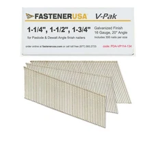1-1/4" to 1-3/4" ANGLE FINISH NAILS 16GA GALV 900ct | PDA-VP114-134