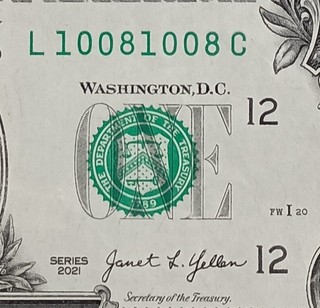 L10081008C $1 Repeater Flipper Rotator Fancy Serial Number One Dollar Bill 2021