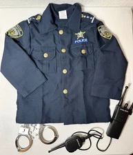 DRESS UP AMERICA Police Uniform Jacket Top Kids Toddler 3T 4T Blue Costume 3 Pc