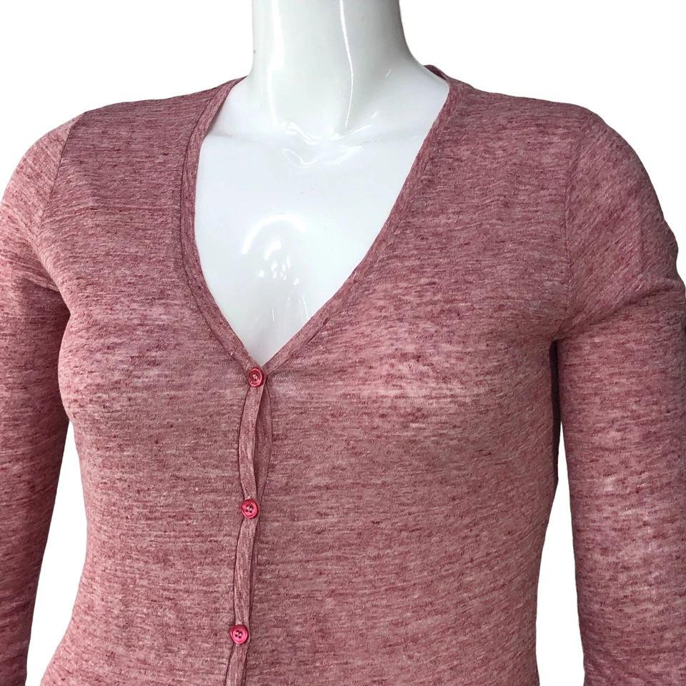 Majestic Filatures Mujer Talla 3 US M Deluxe Camiseta Cárdigan Lino Cuello en V Foto 2 de 4