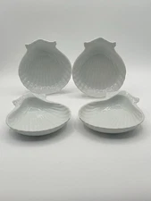 Scallop Shell Tidbit White Dishes Set of 4 No Maker Mark