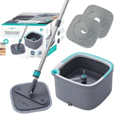 True & Tidy SPIN-800: TrueClean Mop & Bucket System Self Wring Spin Mop w 2 Pads