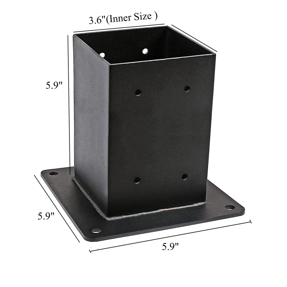 6PCS 4x4 Post Anchor Base, Wood Fence Railing Post Bracket (Inner Size: 3.6 x... - Image 4 of 4