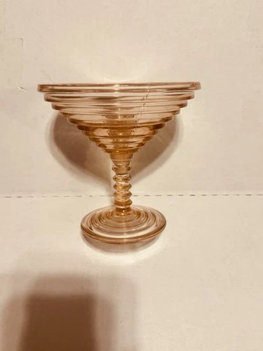 Vintage Anchor Hocking Manhattan Pink Glass Martini Compote