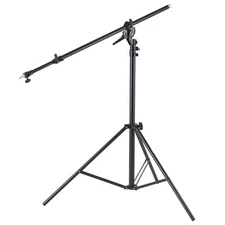 Adjustable Photography Light Stand - Air Cushioned Aluminum with Boom Arm