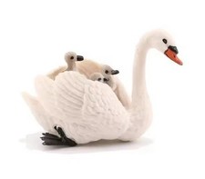 White Swan with Baby Animal Figure Toy PVC Doll Small Figurine Birthday Gifts