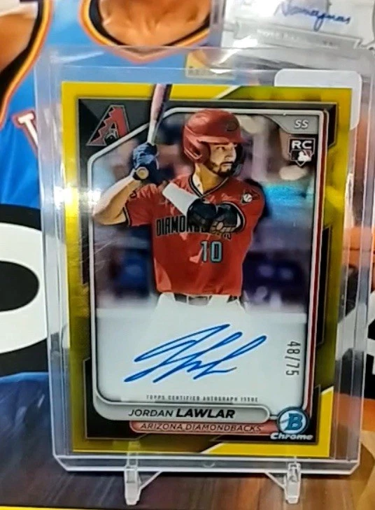 2024 Bowman Chrome CRA-JL Jordan Lawlar Yellow Auto /75 Rookie Diamondbacks