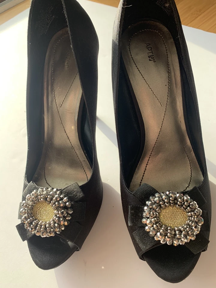 Apt 9 женщин Синди черный со стразами цветок заглянуть носок насос Stiletto каблуки размер 10 М - Изображение 3 из 4